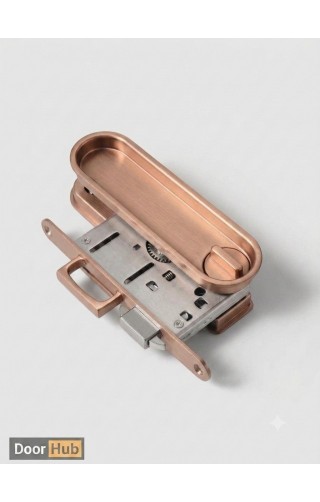 Rose Gold Sliding Door Handle Set – Telescopic Lock for Wooden & Aluminium Doors